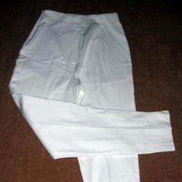 Eric Casual Dress Biz Casual White Side Zipper Stretch White Pants 10 - Picture 1 of 9